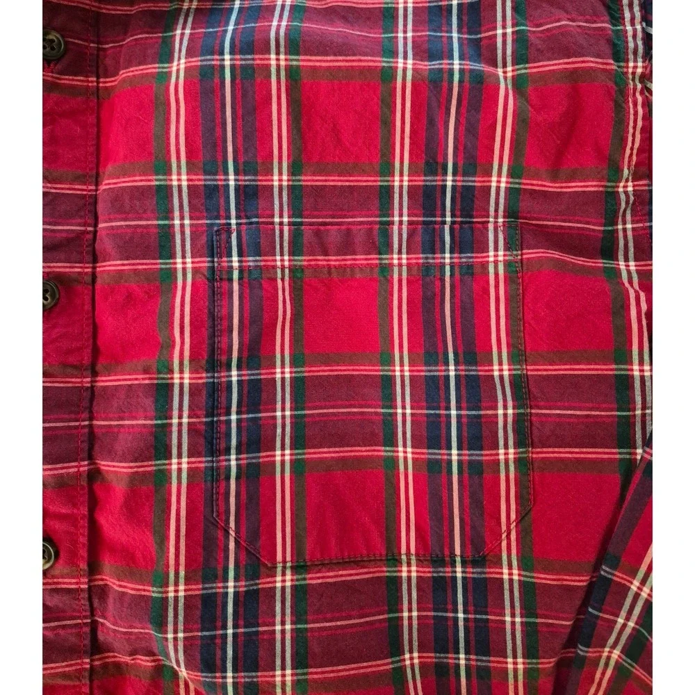 Gymboree Boys Red Plaid Button Down Shirt Long Sleeve Cotton XL Kids